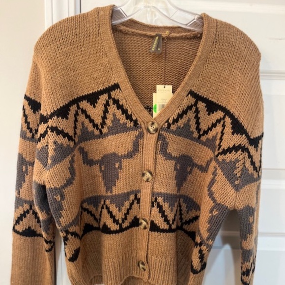 STETSON STEER HEAD CROPPED CARDIGAN WOMENS SIZE MEDIUM - Picture 1 of 7